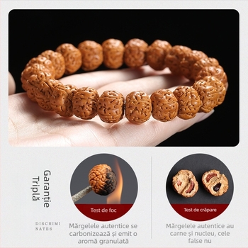 Brățară din semințe Bodhi - lucrată manual, unisex, 18 buc., origine Birmania, vara 2024