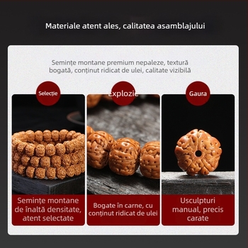 Brățară din semințe Bodhi - lucrată manual, unisex, 18 buc., origine Birmania, vara 2024