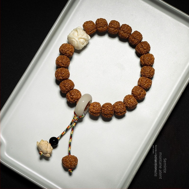 Brățară din semințe Bodhi - lucrată manual, unisex, 18 buc., origine Birmania, vara 2024