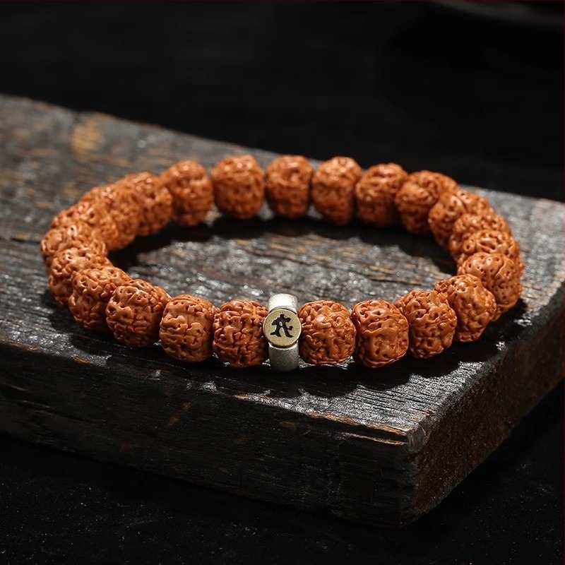 Brățară din semințe Bodhi - lucrată manual, unisex, 18 buc., origine Birmania, vara 2024