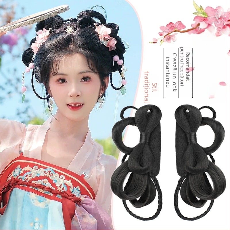 Perucă clasică pentru fată din Dinastia Han, scurtă, din mătase autohtonă, conferă volum, nu poate fi vopsită sau tratată prin permament