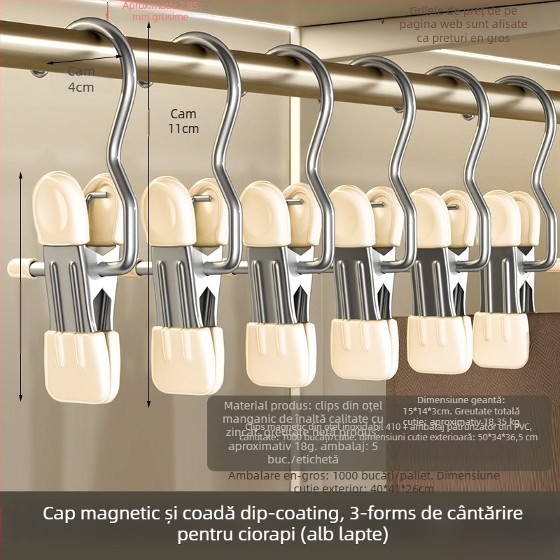 Clip de uscare din oțel inoxidabil cu cârlig, pentru pantaloni, șosete și cămăși