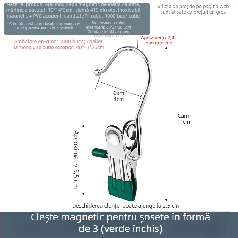 Clip de uscare din oțel inoxidabil cu cârlig, pentru pantaloni, șosete și cămăși