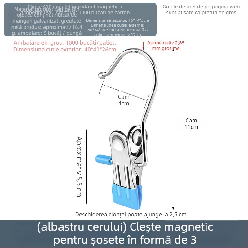 Clip de uscare din oțel inoxidabil cu cârlig, pentru pantaloni, șosete și cămăși