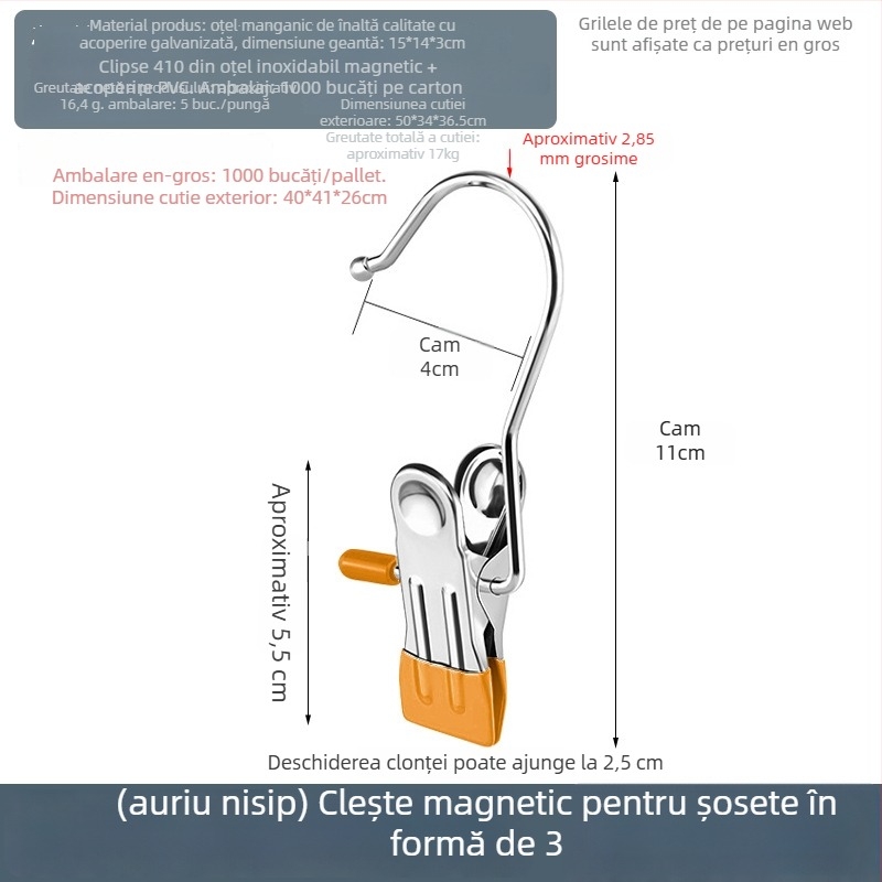 Clip de uscare din oțel inoxidabil cu cârlig, pentru pantaloni, șosete și cămăși