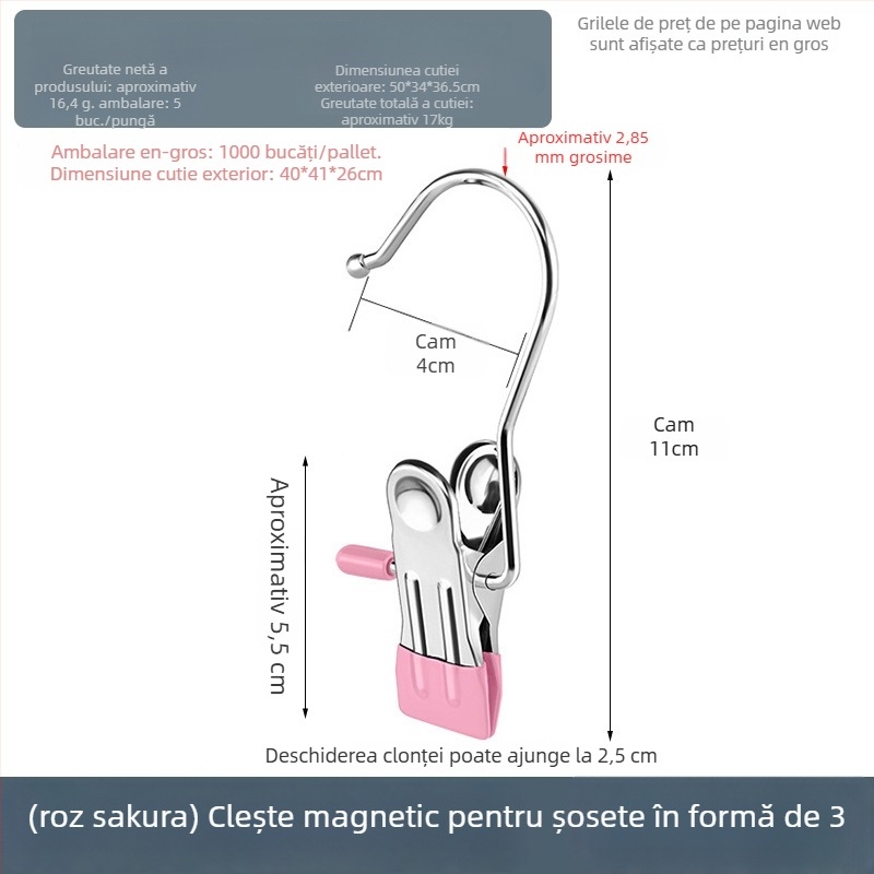 Clip de uscare din oțel inoxidabil cu cârlig, pentru pantaloni, șosete și cămăși