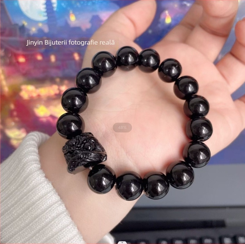 Brățară din mărgele de sticlă, lucrată manual, stil retro unisex, formă de picătură, 27 de mărgele