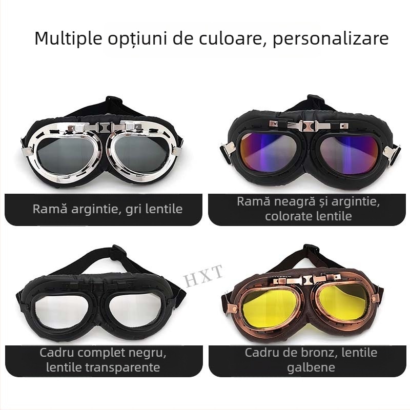 Ochelari moto cu ramă integrală, protecție împotriva vântului, colțuri rotunjite, unisex, model Ha 8189