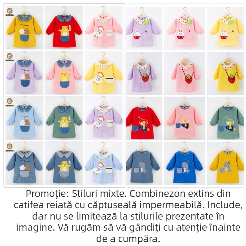 Halat lung pentru copii mai mari, haina de grădiniță, moale și confortabil, protecție împotriva murdăriei