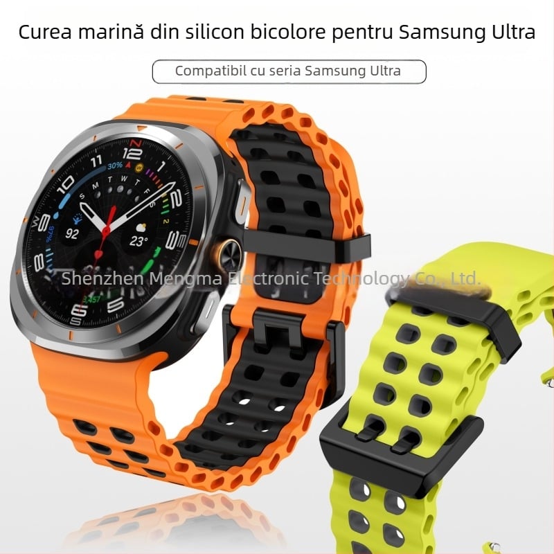 Curea din silicon cu două nuanțe Ocean pentru Samsung Galaxy Watch7 Ultra, curea sport cu cataramă dublă