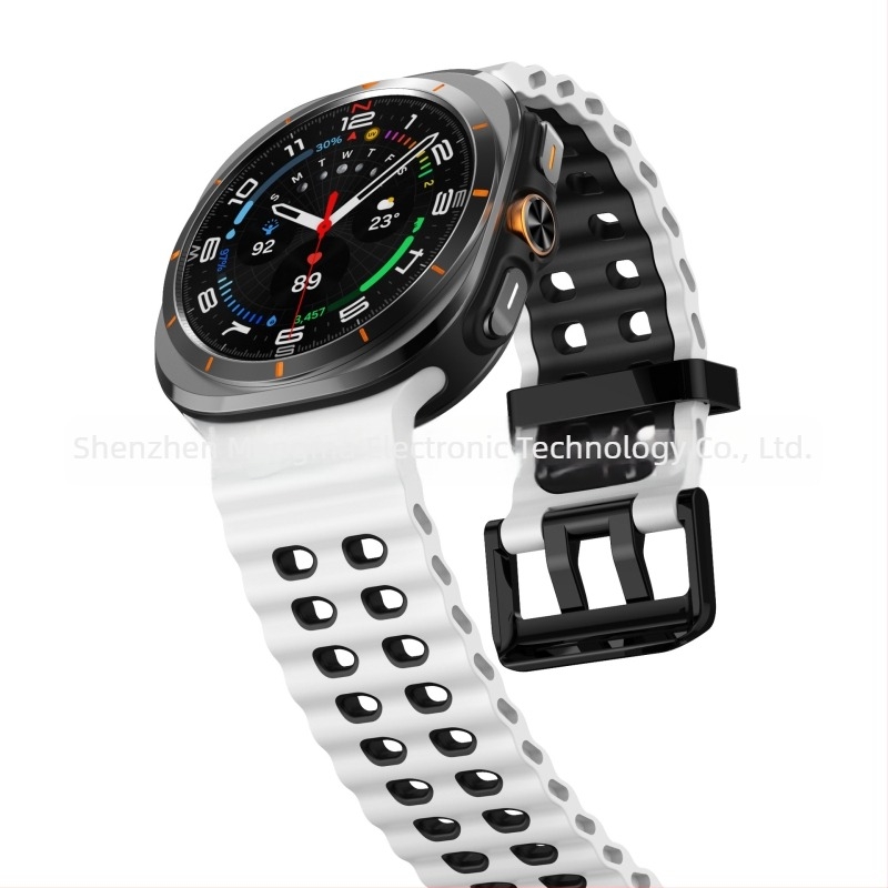Curea din silicon cu două nuanțe Ocean pentru Samsung Galaxy Watch7 Ultra, curea sport cu cataramă dublă
