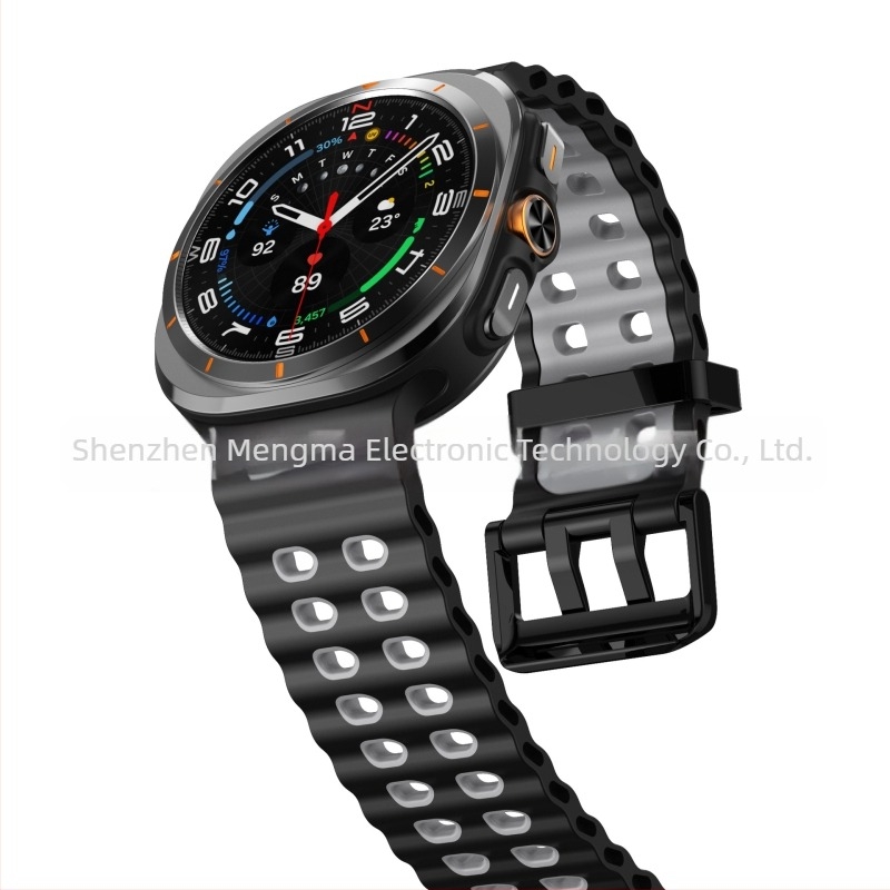 Curea din silicon cu două nuanțe Ocean pentru Samsung Galaxy Watch7 Ultra, curea sport cu cataramă dublă