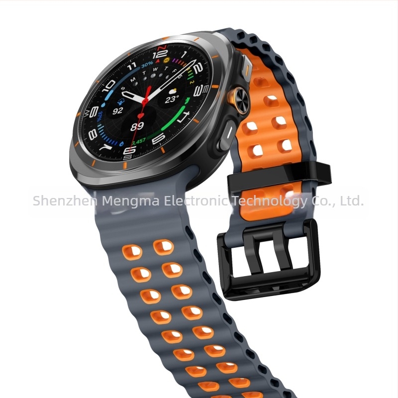 Curea din silicon cu două nuanțe Ocean pentru Samsung Galaxy Watch7 Ultra, curea sport cu cataramă dublă