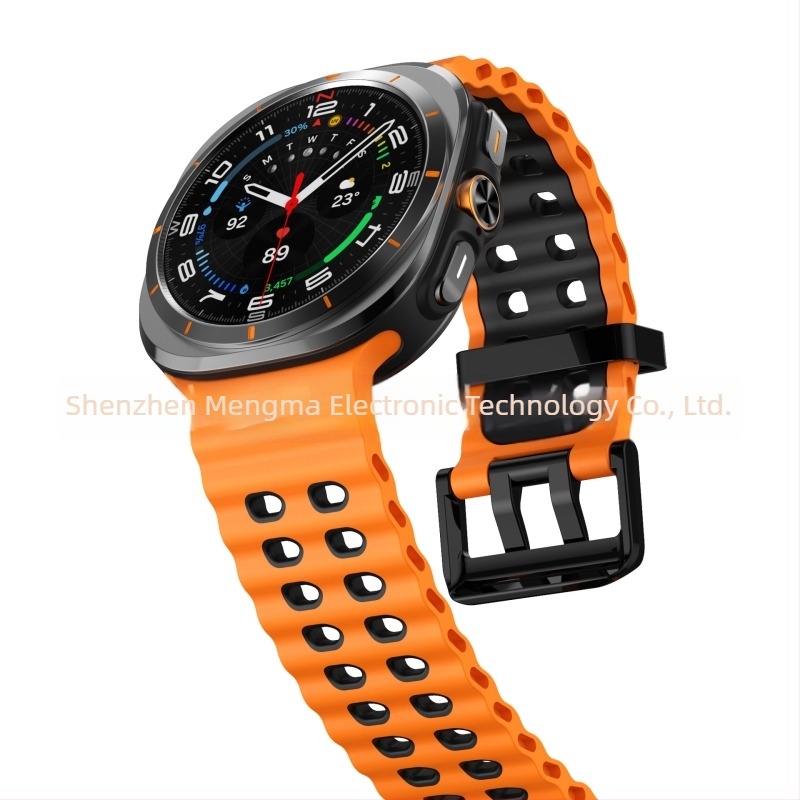 Curea din silicon cu două nuanțe Ocean pentru Samsung Galaxy Watch7 Ultra, curea sport cu cataramă dublă