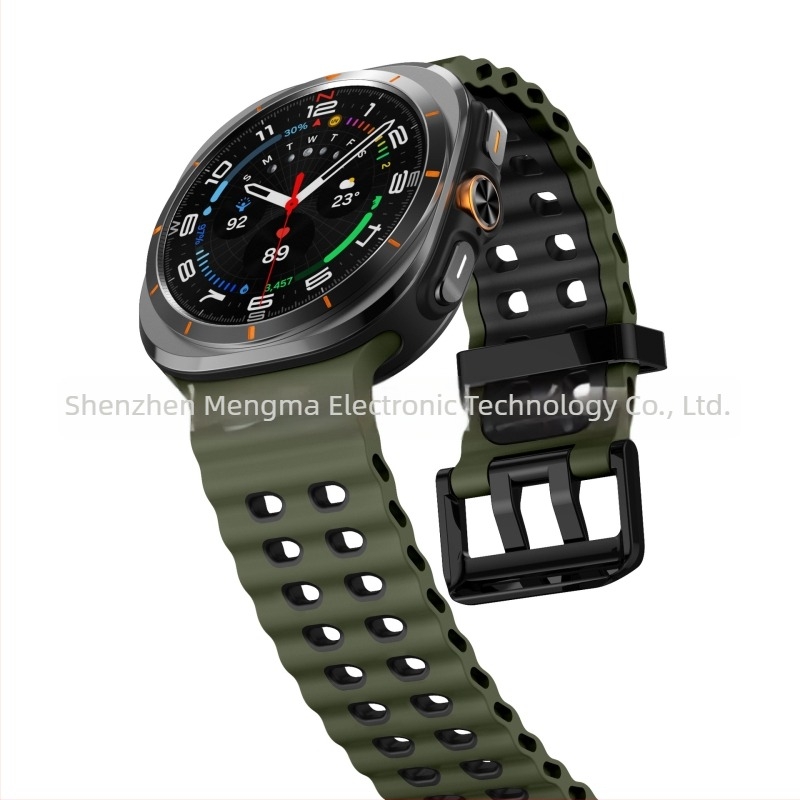 Curea din silicon cu două nuanțe Ocean pentru Samsung Galaxy Watch7 Ultra, curea sport cu cataramă dublă