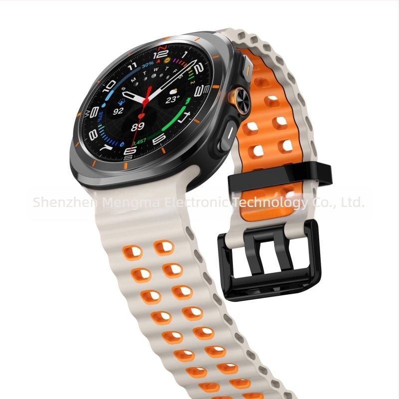 Curea din silicon cu două nuanțe Ocean pentru Samsung Galaxy Watch7 Ultra, curea sport cu cataramă dublă