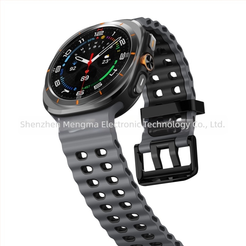 Curea din silicon cu două nuanțe Ocean pentru Samsung Galaxy Watch7 Ultra, curea sport cu cataramă dublă