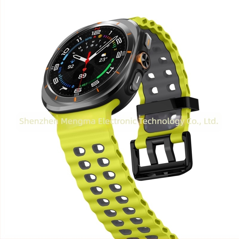Curea din silicon cu două nuanțe Ocean pentru Samsung Galaxy Watch7 Ultra, curea sport cu cataramă dublă