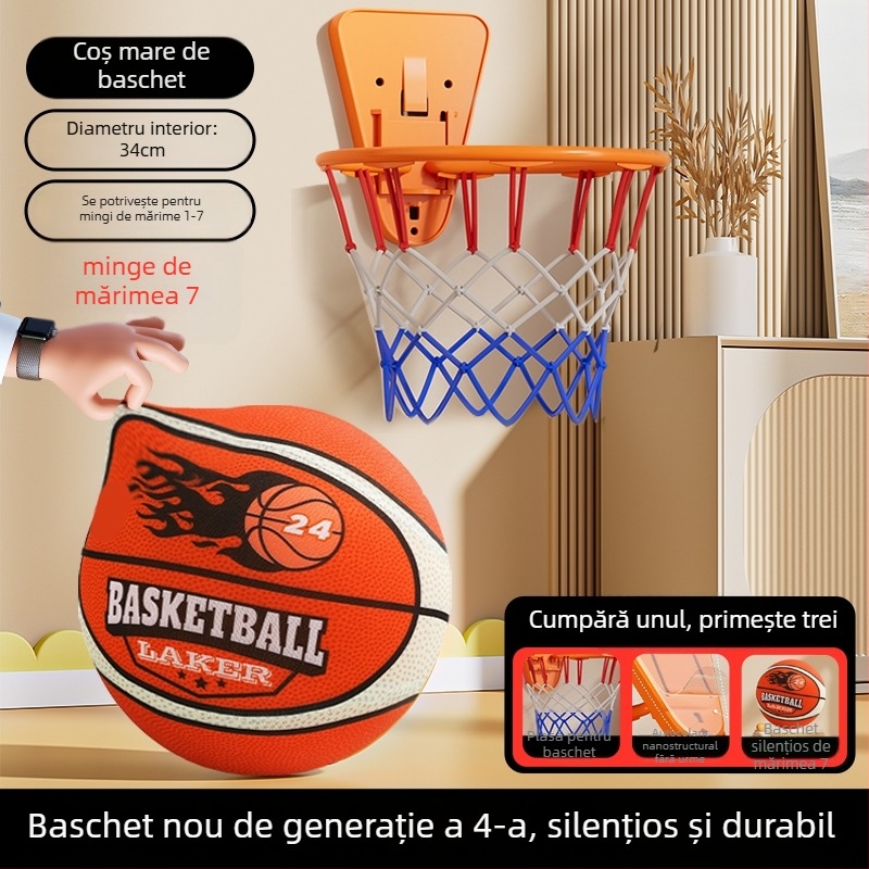 Baschet interior silențios pentru copii, cu inel și minge din spumă cu revenire înaltă