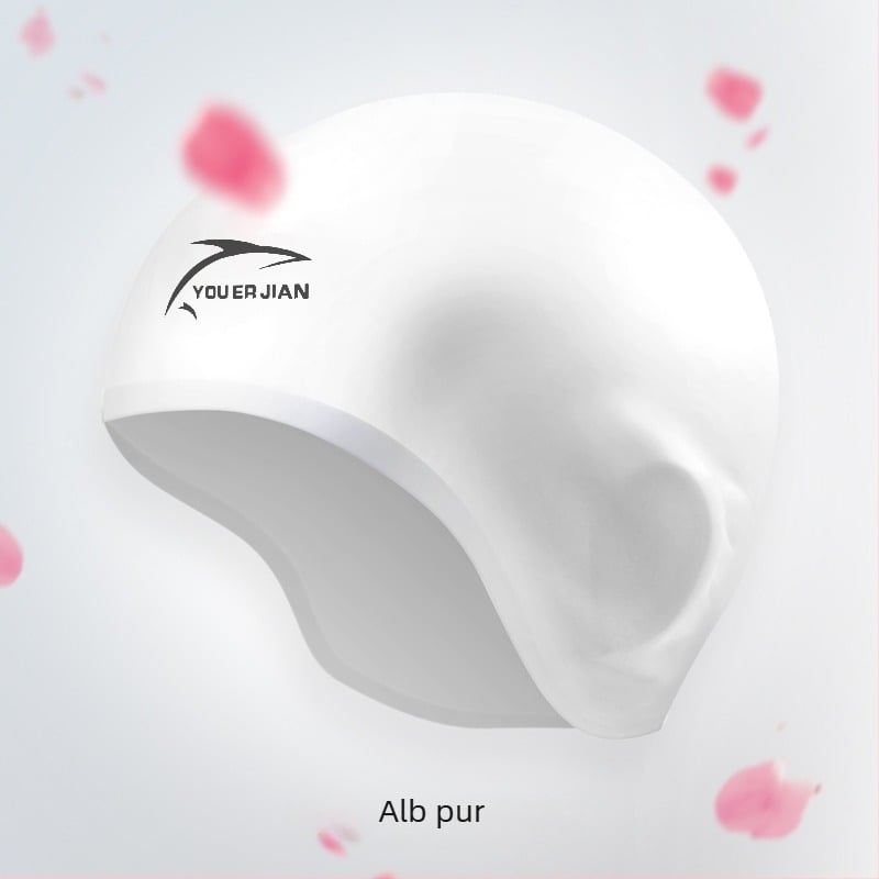 Șapcă de înot din silicon, croială lejeră, unisex adulți, potrivită pentru păr lung, protecția urechilor