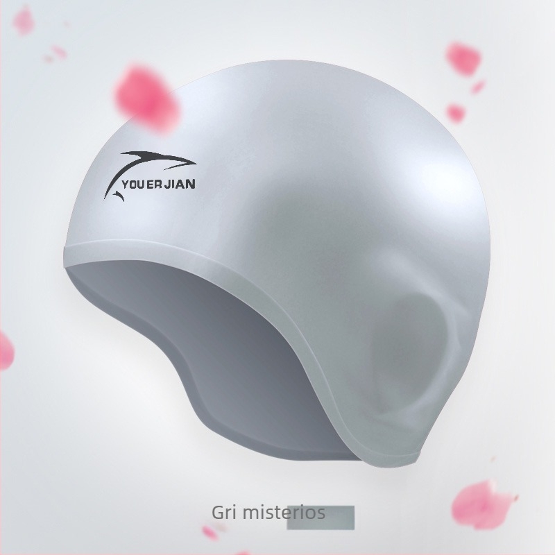 Șapcă de înot din silicon, croială lejeră, unisex adulți, potrivită pentru păr lung, protecția urechilor