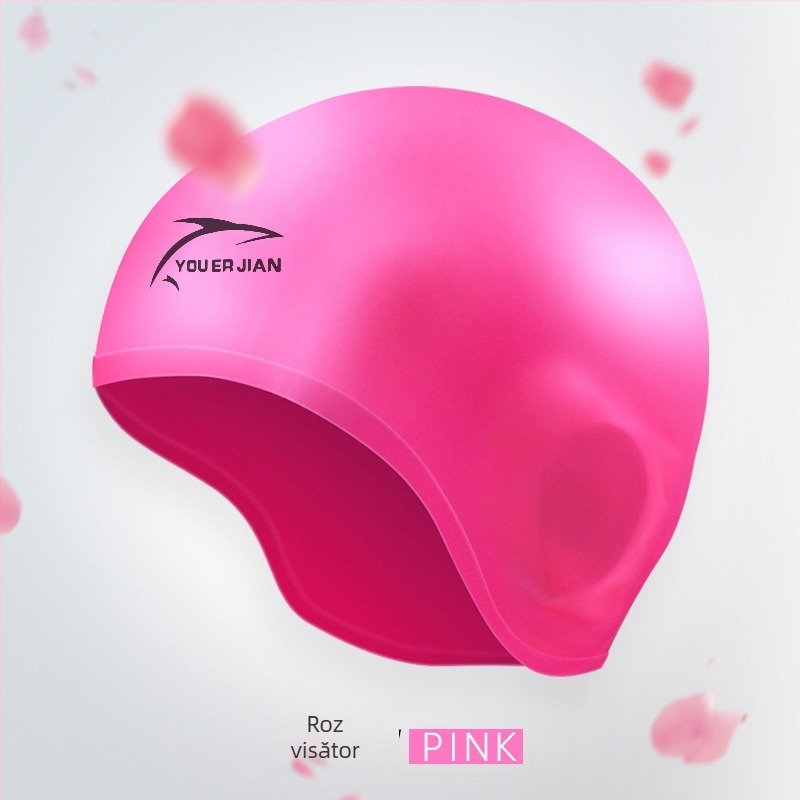 Șapcă de înot din silicon, croială lejeră, unisex adulți, potrivită pentru păr lung, protecția urechilor
