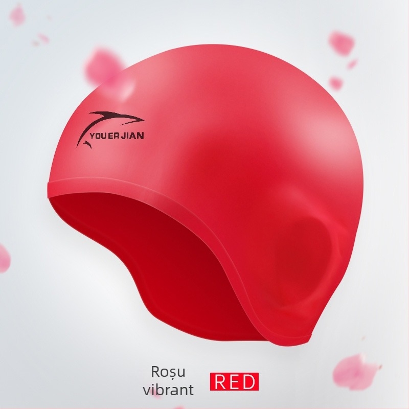 Șapcă de înot din silicon, croială lejeră, unisex adulți, potrivită pentru păr lung, protecția urechilor
