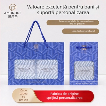 Mufando Set de Prosoape de Baie în Cutie Cadou – Lux Clasic, Coral Fleece, 280 g, Finisare prin cusătură, Ambalaj în Cutie Cadou