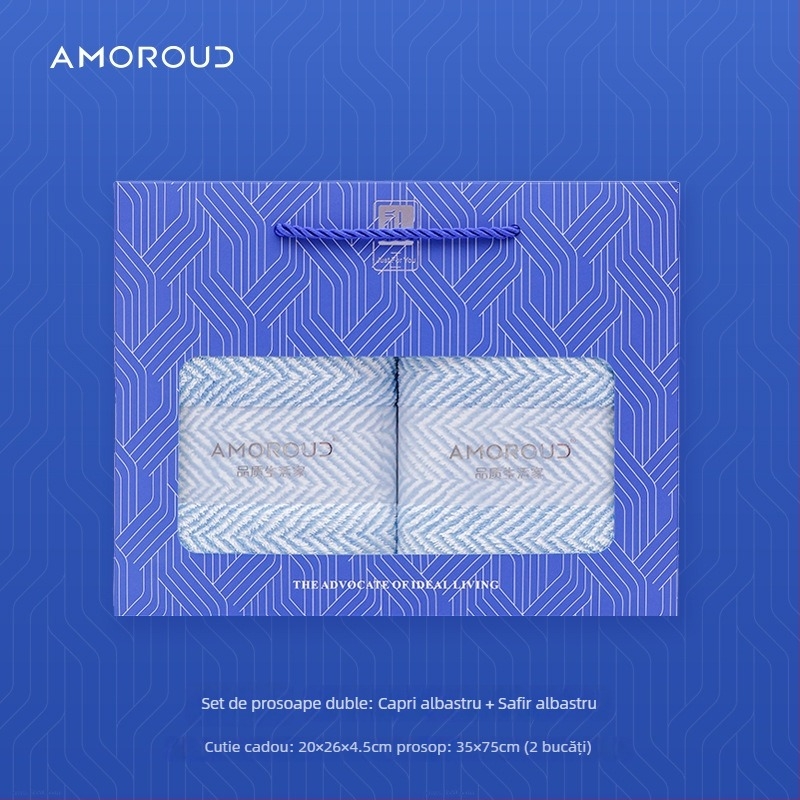 Mufando Set de Prosoape de Baie în Cutie Cadou – Lux Clasic, Coral Fleece, 280 g, Finisare prin cusătură, Ambalaj în Cutie Cadou