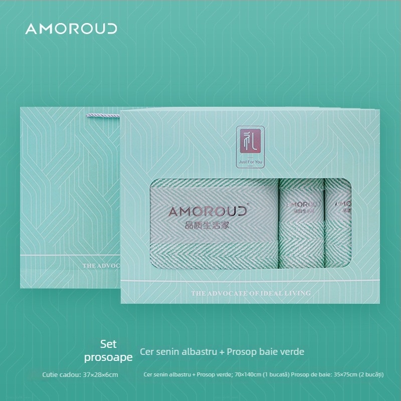 Mufando Set de Prosoape de Baie în Cutie Cadou – Lux Clasic, Coral Fleece, 280 g, Finisare prin cusătură, Ambalaj în Cutie Cadou