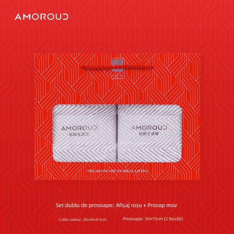 Mufando Set de Prosoape de Baie în Cutie Cadou – Lux Clasic, Coral Fleece, 280 g, Finisare prin cusătură, Ambalaj în Cutie Cadou