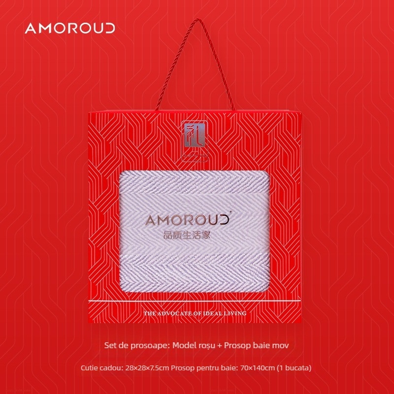 Mufando Set de Prosoape de Baie în Cutie Cadou – Lux Clasic, Coral Fleece, 280 g, Finisare prin cusătură, Ambalaj în Cutie Cadou