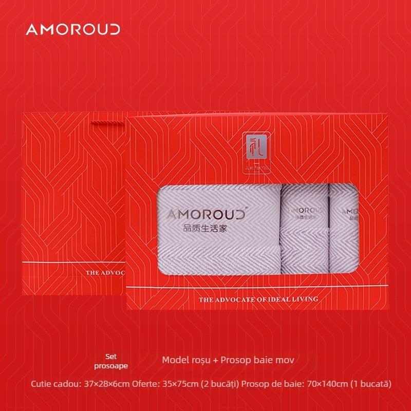 Mufando Set de Prosoape de Baie în Cutie Cadou – Lux Clasic, Coral Fleece, 280 g, Finisare prin cusătură, Ambalaj în Cutie Cadou