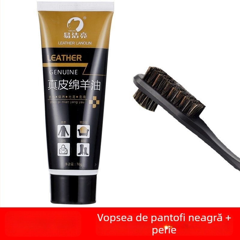 Set de lustruire pentru pantofi din piele – Ceară solidă, Ulei de întreținere și Set pensule de curățare