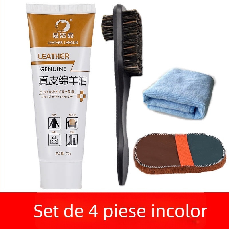 Set de lustruire pentru pantofi din piele – Ceară solidă, Ulei de întreținere și Set pensule de curățare