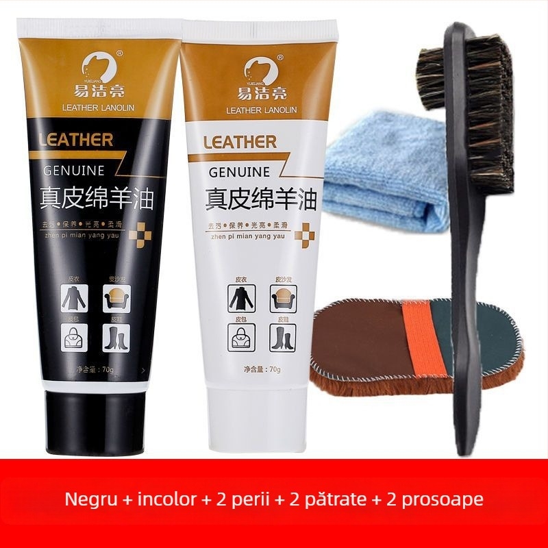Set de lustruire pentru pantofi din piele – Ceară solidă, Ulei de întreținere și Set pensule de curățare