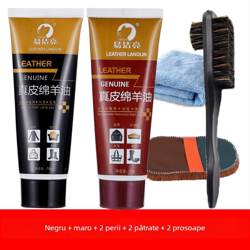 Set de lustruire pentru pantofi din piele – Ceară solidă, Ulei de întreținere și Set pensule de curățare