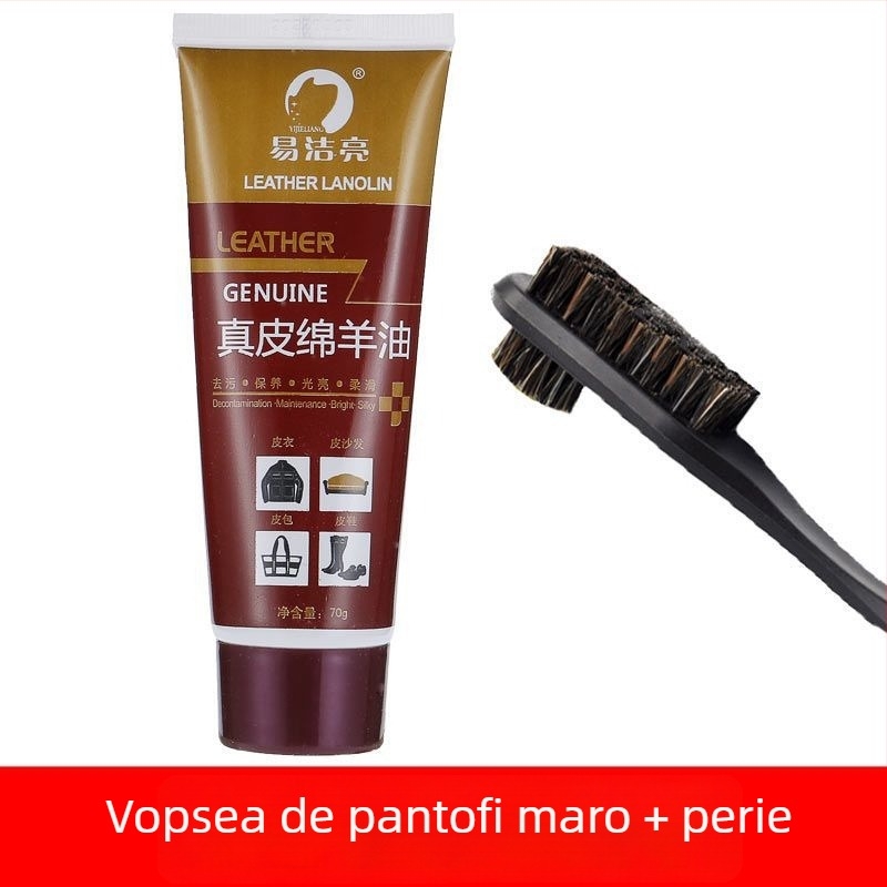 Set de lustruire pentru pantofi din piele – Ceară solidă, Ulei de întreținere și Set pensule de curățare