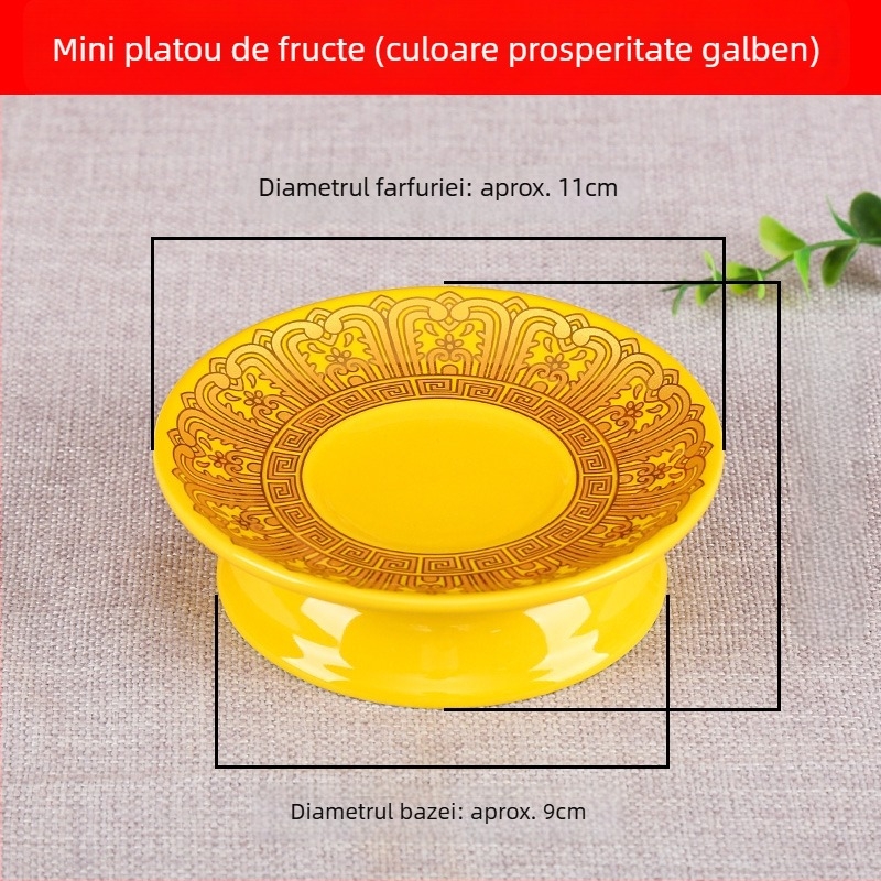 Farfurie de fructe pentru Buddha, farfurie de ofrandă decorativă cu floare de mătase, stil universal, suprafață: altă, cadou de ziua de naștere