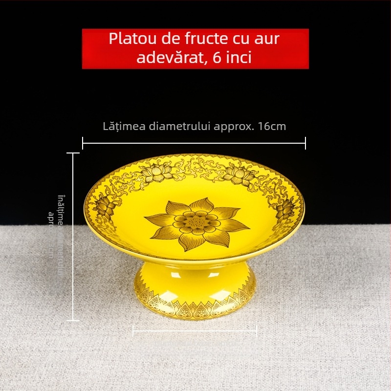 Farfurie de fructe pentru Buddha, farfurie de ofrandă decorativă cu floare de mătase, stil universal, suprafață: altă, cadou de ziua de naștere