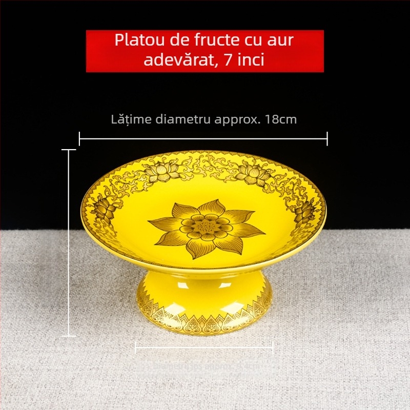 Farfurie de fructe pentru Buddha, farfurie de ofrandă decorativă cu floare de mătase, stil universal, suprafață: altă, cadou de ziua de naștere