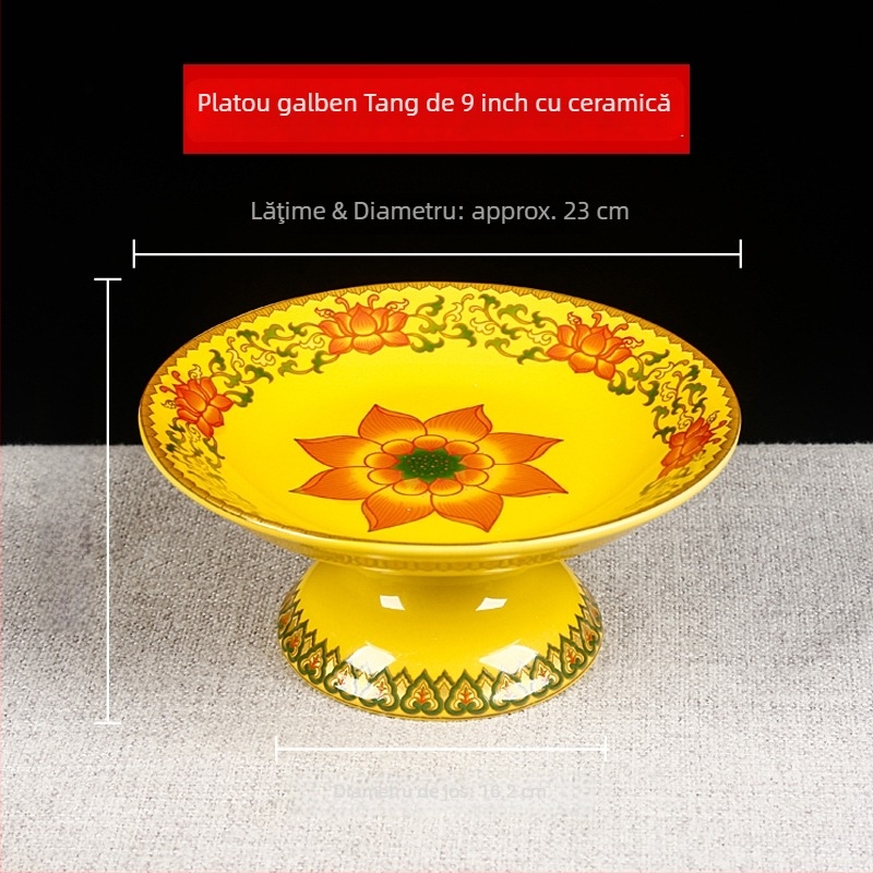 Farfurie de fructe pentru Buddha, farfurie de ofrandă decorativă cu floare de mătase, stil universal, suprafață: altă, cadou de ziua de naștere