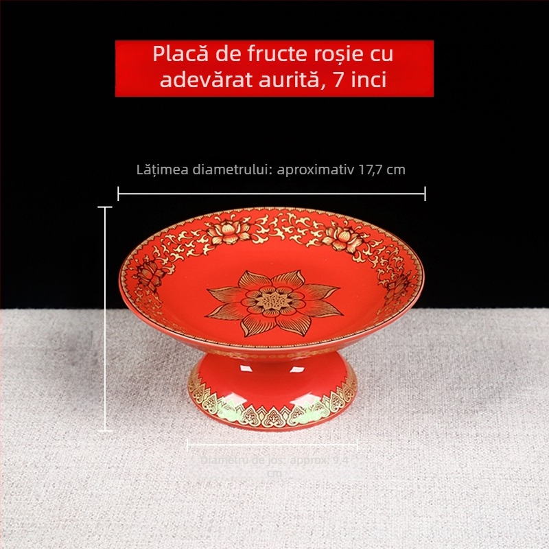 Farfurie de fructe pentru Buddha, farfurie de ofrandă decorativă cu floare de mătase, stil universal, suprafață: altă, cadou de ziua de naștere