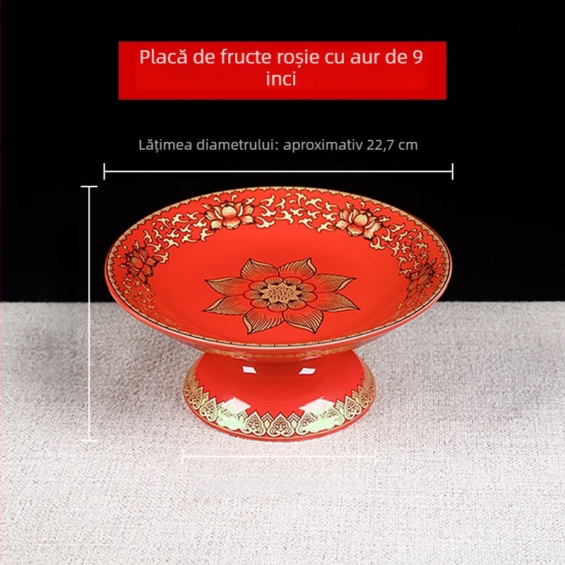 Farfurie de fructe pentru Buddha, farfurie de ofrandă decorativă cu floare de mătase, stil universal, suprafață: altă, cadou de ziua de naștere
