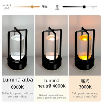 Lampă de masă cu design de cristal în formă de cruce, reîncărcabilă, control prin atingere, iluminare ambientală, suport din metal