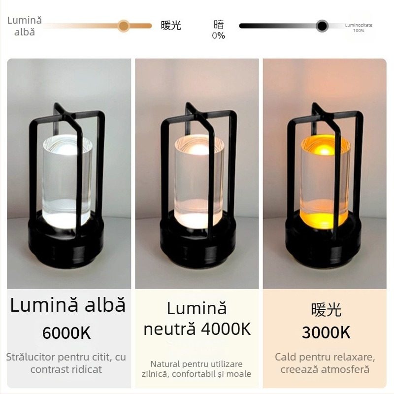 Lampă de masă cu design de cristal în formă de cruce, reîncărcabilă, control prin atingere, iluminare ambientală, suport din metal