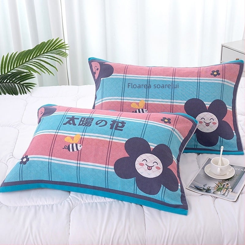 Prosop de pernă din tifon cu patru straturi, imprimeu jacquard, atingere moale, imprimare logo și personalizare disponibile