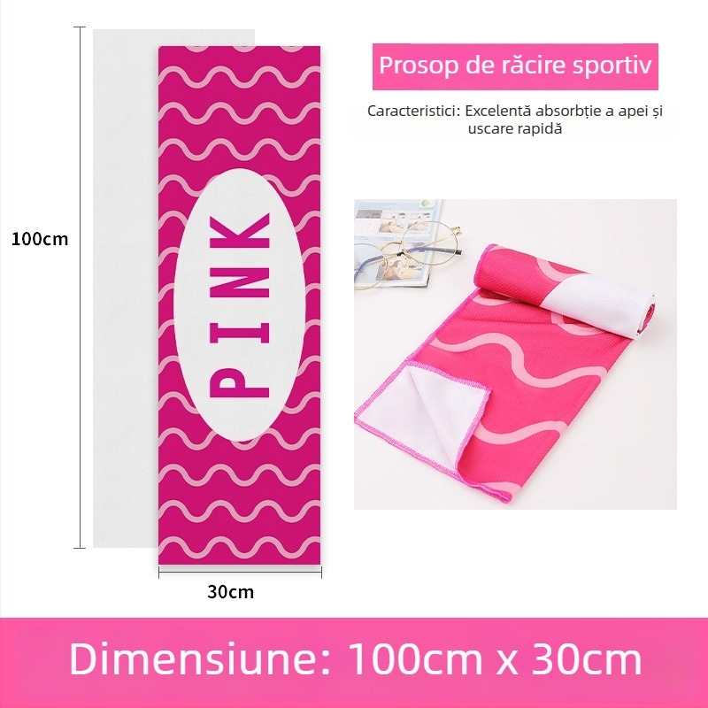 Prosop sport din poliester, funcție de răcire, 45 g, absorbție de apă 11–15 s, logo imprimat