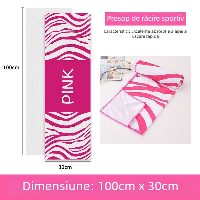 Prosop sport din poliester, funcție de răcire, 45 g, absorbție de apă 11–15 s, logo imprimat