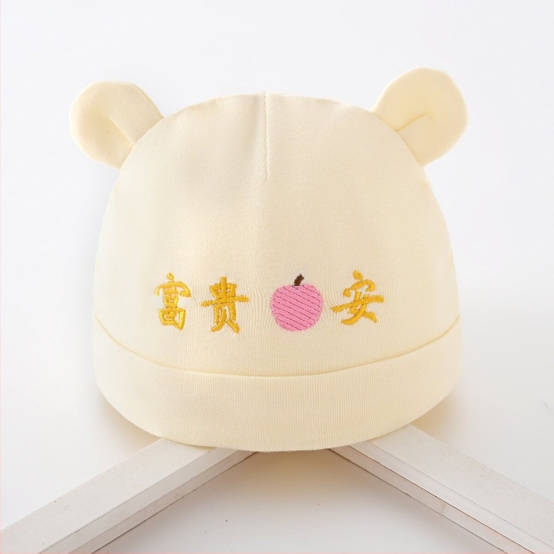 Căciulă bebeluș din bumbac, două straturi, respirabilă și caldă, 0–6 luni